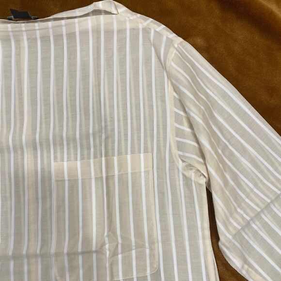 Theory Cotton Miniya Striped Long Sleeve Blouse - Picture 3 of 9